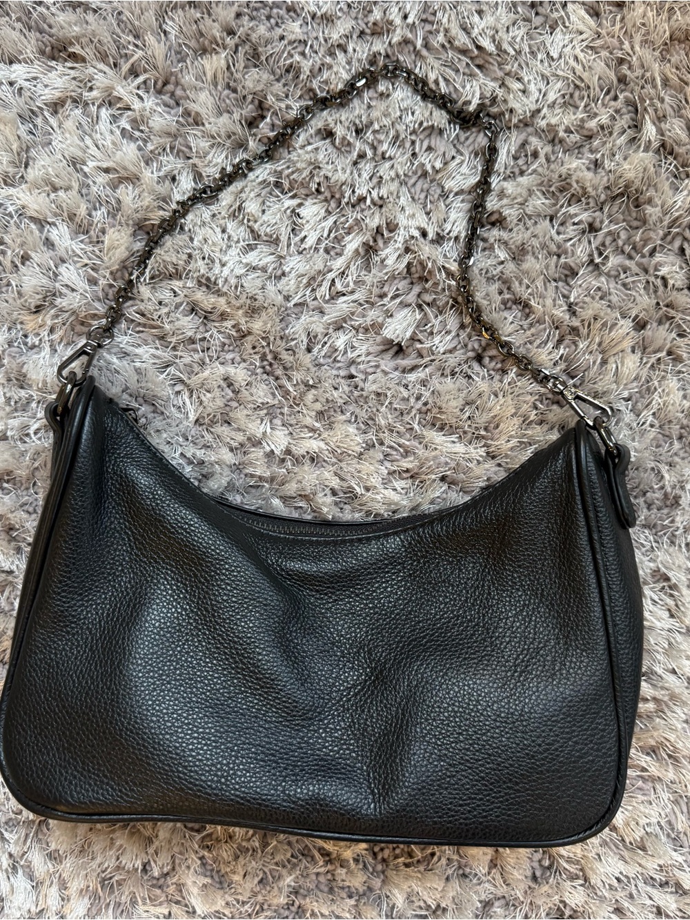 Classic Black Leather Shoulder Bag